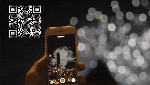 Drone light show forming a QR code in the sky, interactive sky advertising Creative Skies