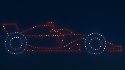 Formula 1 race car drone light show, Creative Skies corporate brand activation