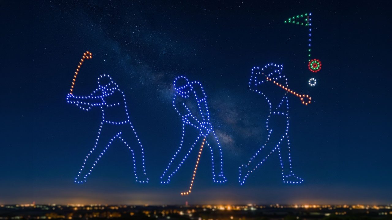 Drone light show at golf tournament — Creative Skies corporate brand activation